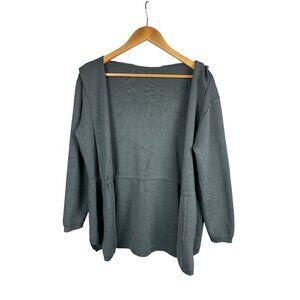 Shein Womens Hooded Knit Cardigan L Gray Acrylic Blend